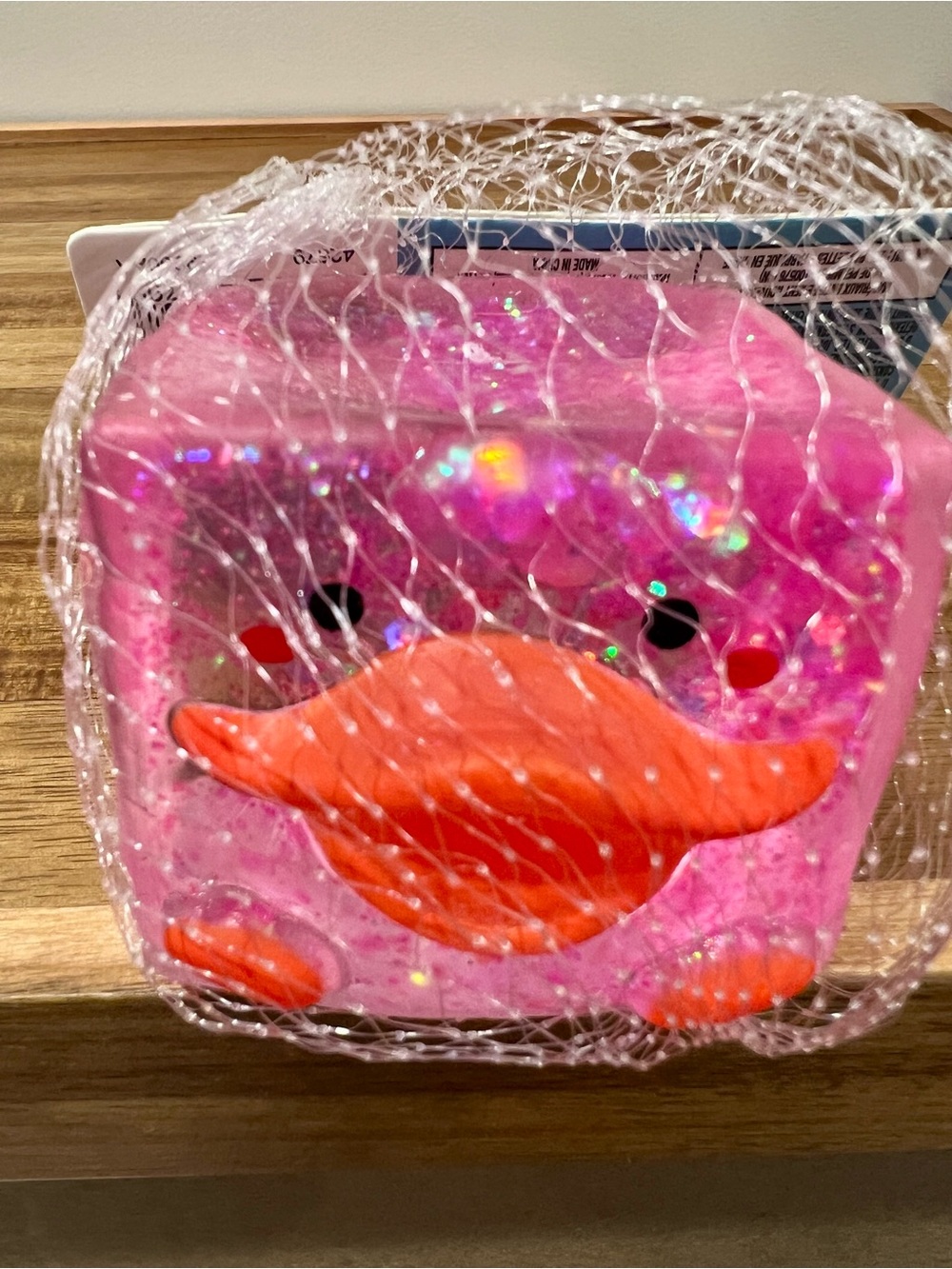 🩷Sugar Swaps Pink Duck Cube Squishy-Pink Glitter with Orange Beak